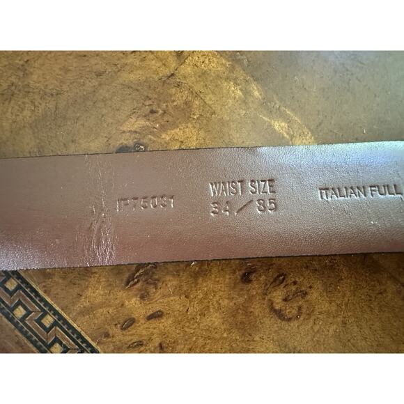 Perry Ellis Portfolio Men’s Size 34 / 85 Full Grain Cowhide Leather Brown Belt - Picture 4 of 7